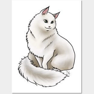 Cat - Siberian - White Posters and Art